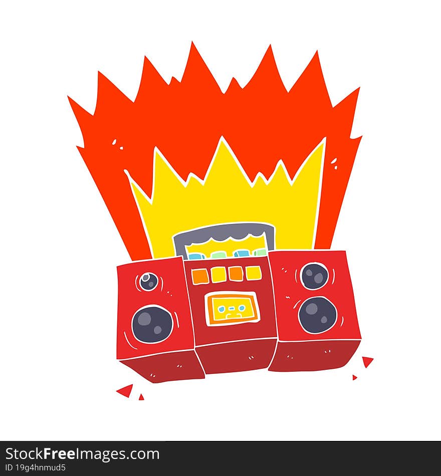 flat color illustration of boom box. flat color illustration of boom box