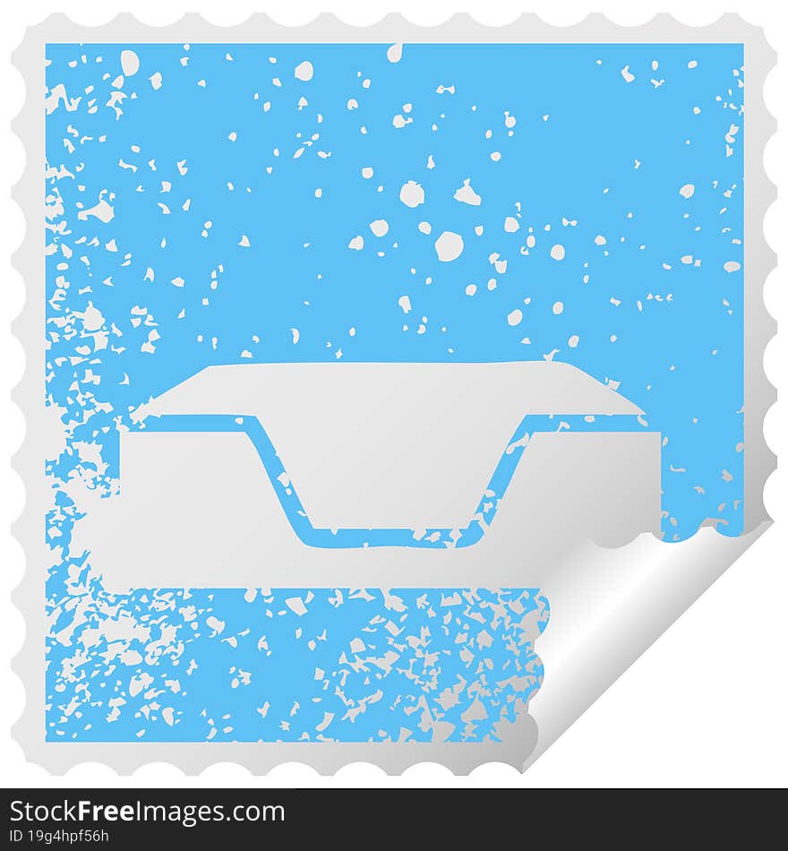 distressed square peeling sticker symbol empty in tray