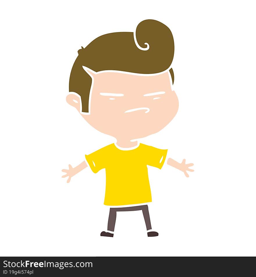 flat color style cartoon cool guy with fashion hair cut