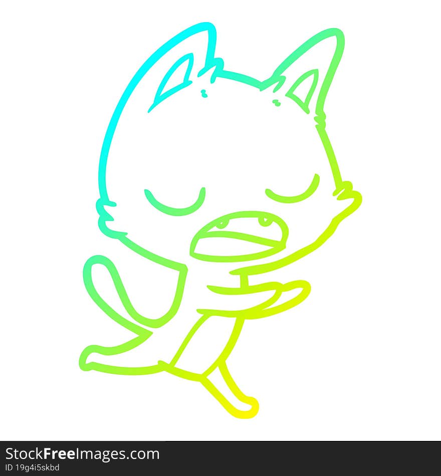 cold gradient line drawing talking cat cartoon