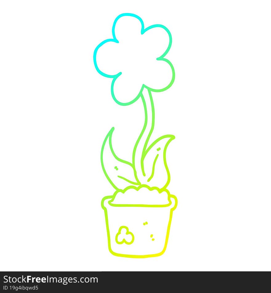 cold gradient line drawing cute cartoon flower