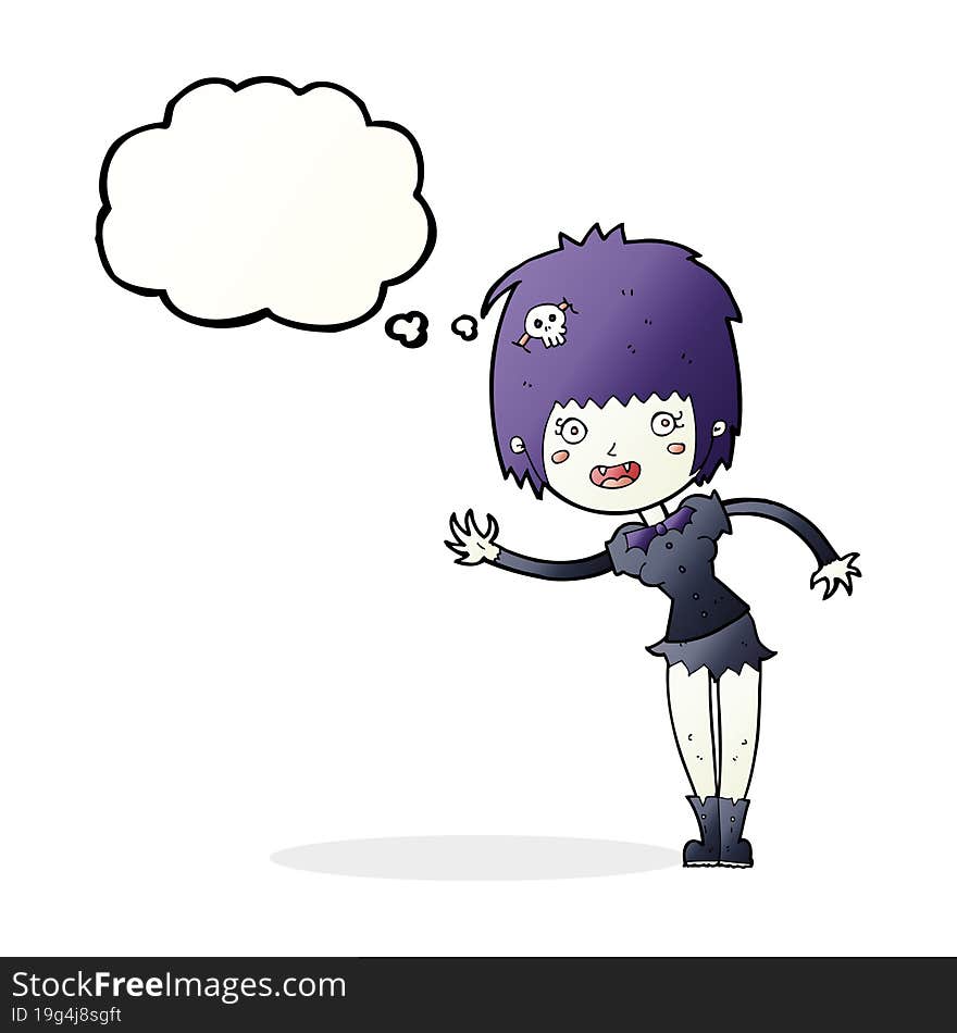 cartoon vampire girl with thought bubble