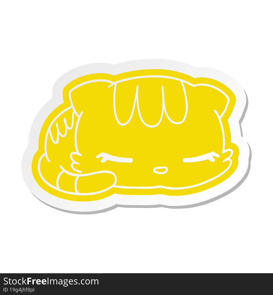 Cartoon Sticker Kawaii Cute Sleeping Kitten