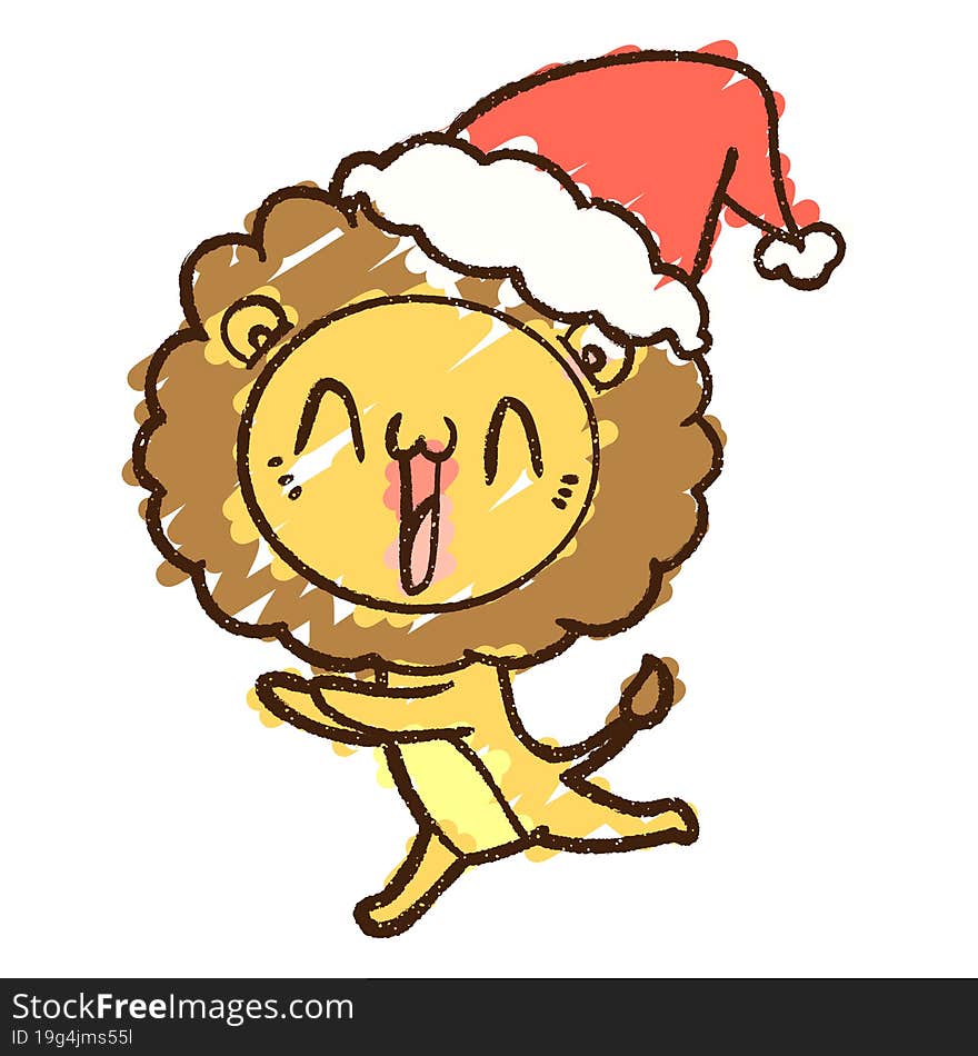 Christmas Lion Chalk Drawing