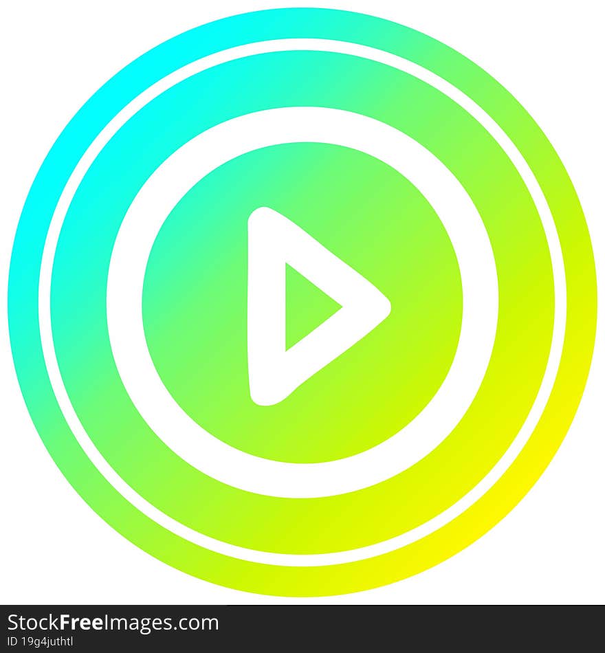 play button circular in cold gradient spectrum