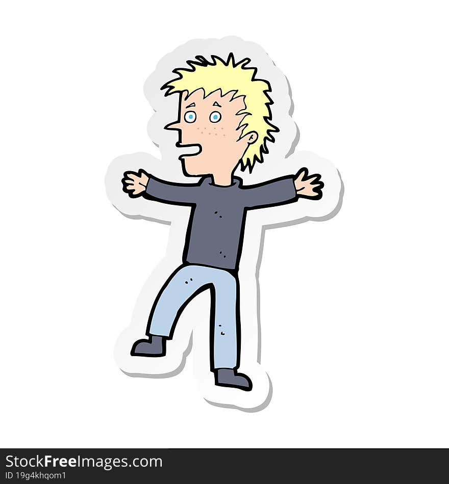 sticker of a cartoon happy man