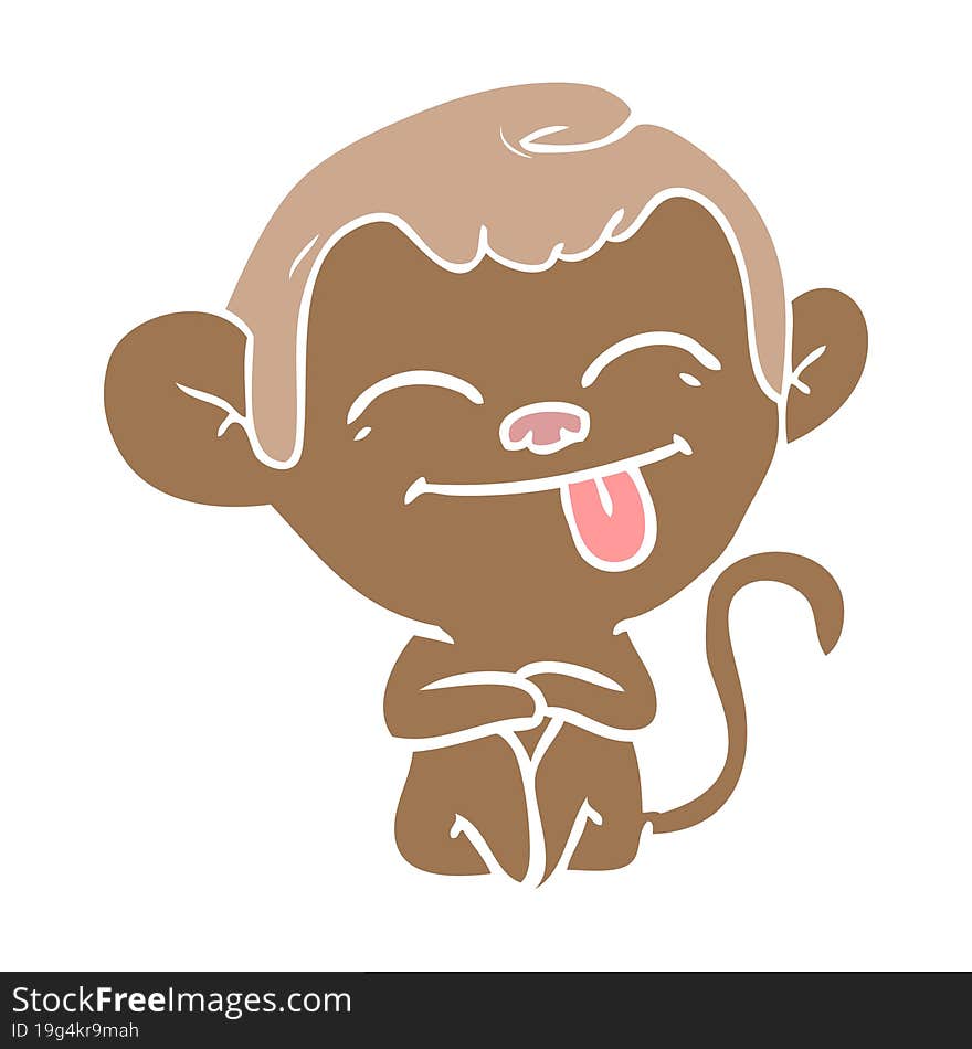 funny flat color style cartoon monkey