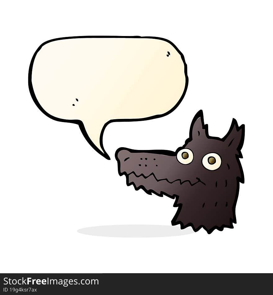 Cartoon Wolf Head With Speech Bubble