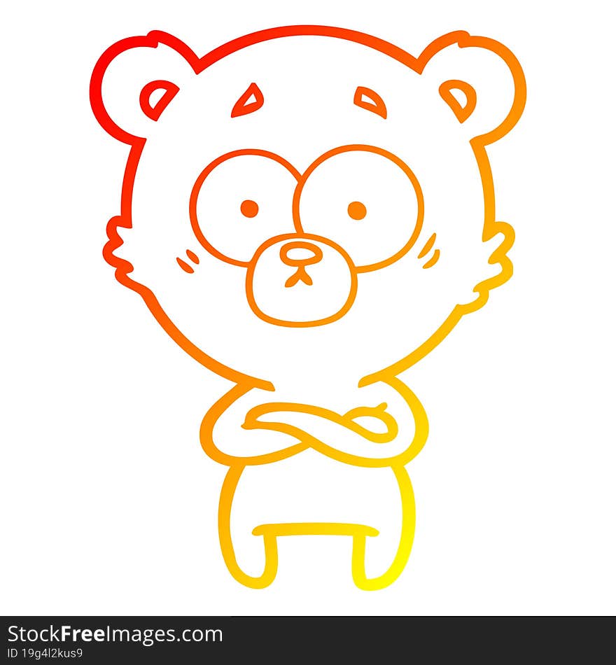 warm gradient line drawing surprised bear cartoon