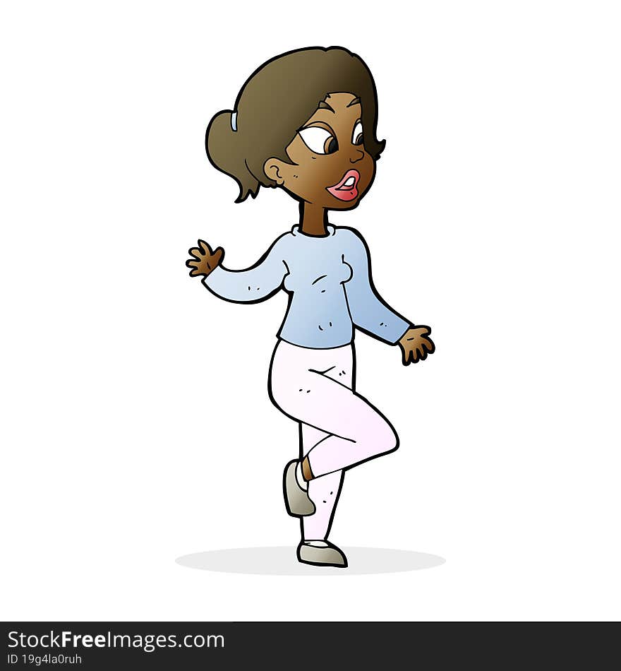 cartoon friendly woman waving