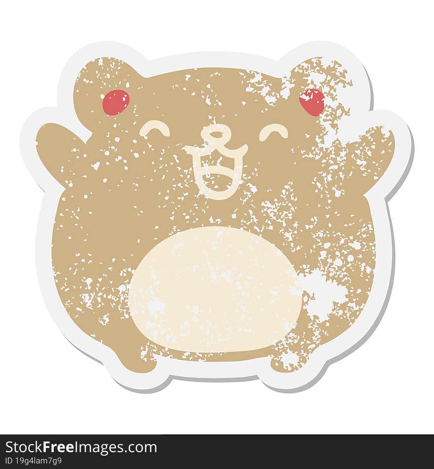 Cute Cartoon Hamster Grunge Sticker