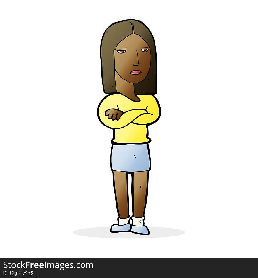 Cartoon Woman With Folded Arms