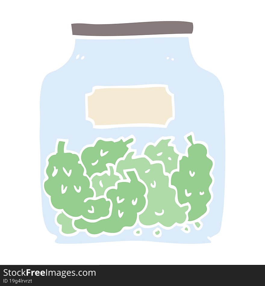 flat color illustration cartoon cannabis dispensary jar