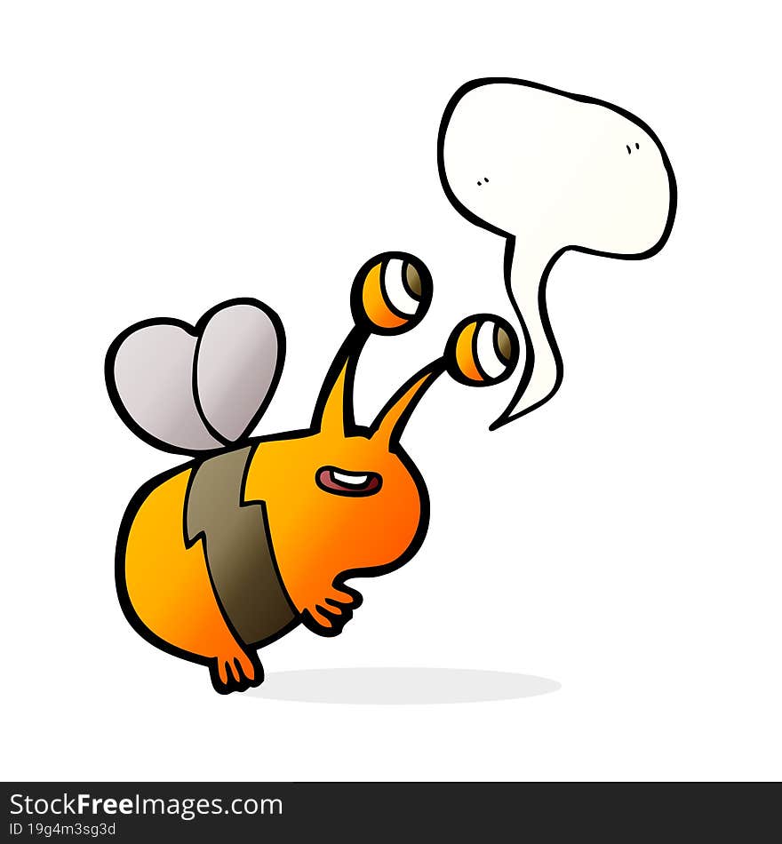 cartoon happy bee with speech bubble