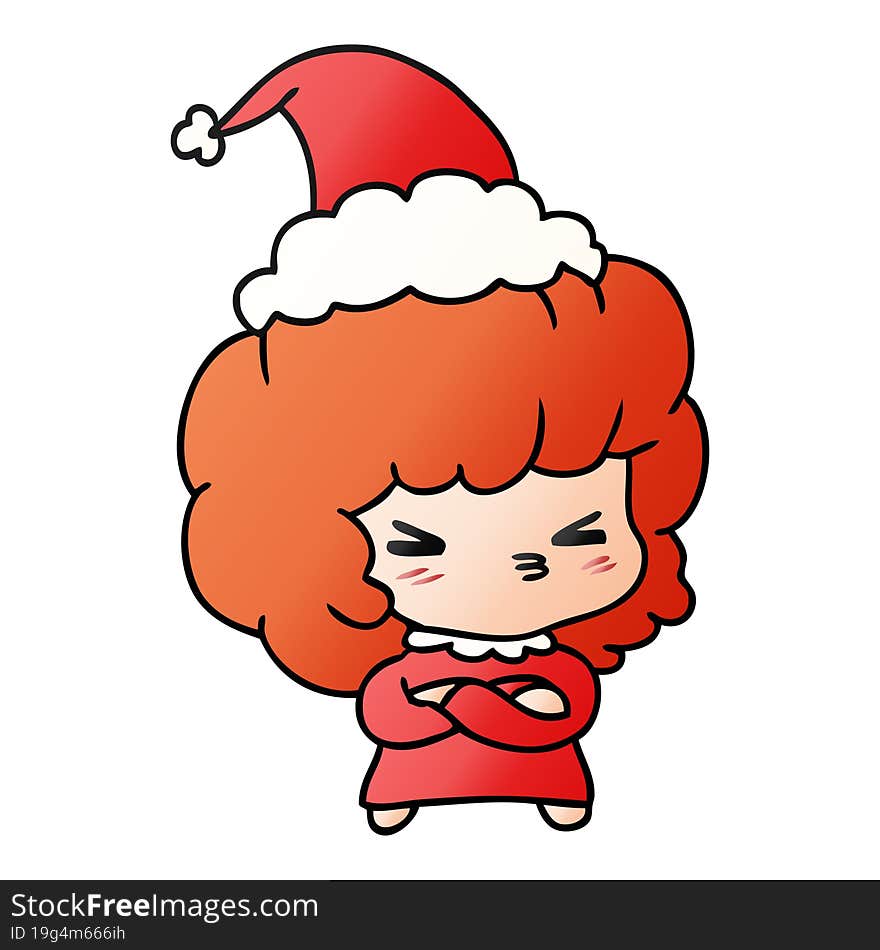 christmas gradient cartoon of kawaii girl