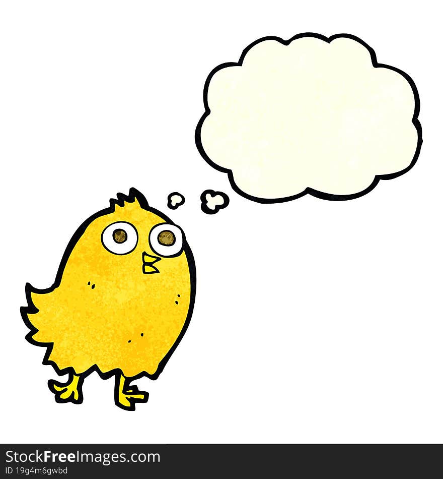 Cartoon Happy Bird With Thought Bubble