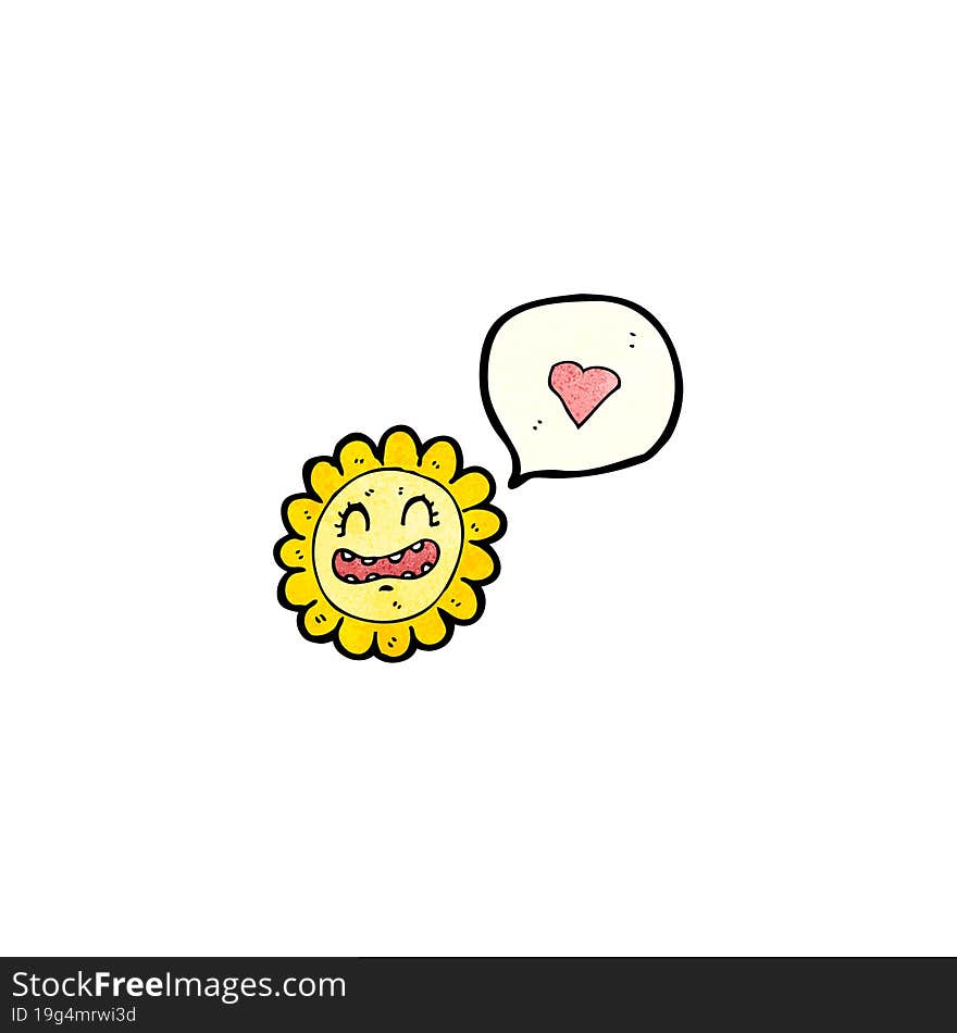 Cartoon Sunflower With Love Heart