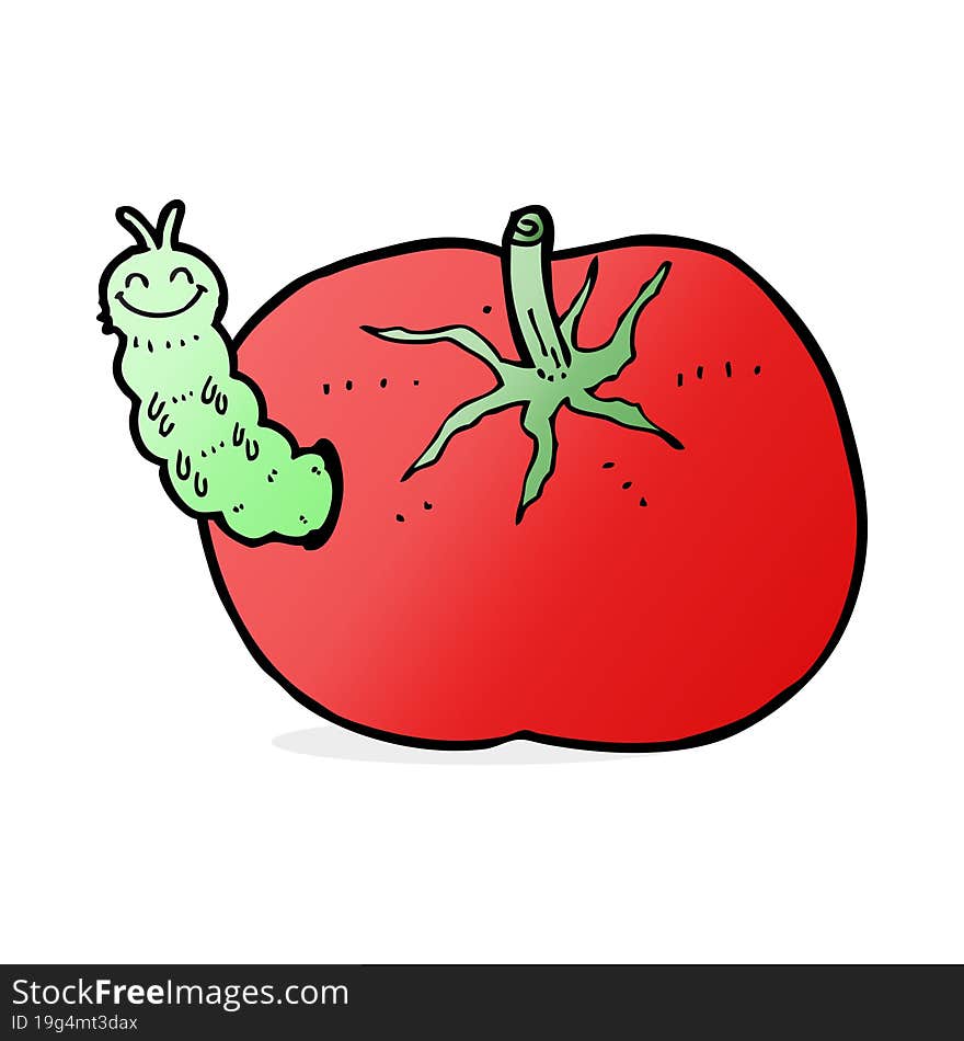 cartoon tomato with bug