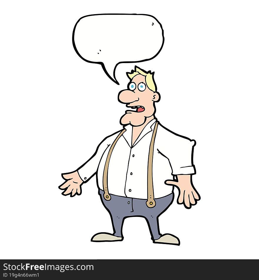 Cartoon Shocked Man With Speech Bubble