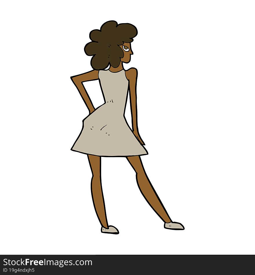 Cartoon Woman Posing In Dress