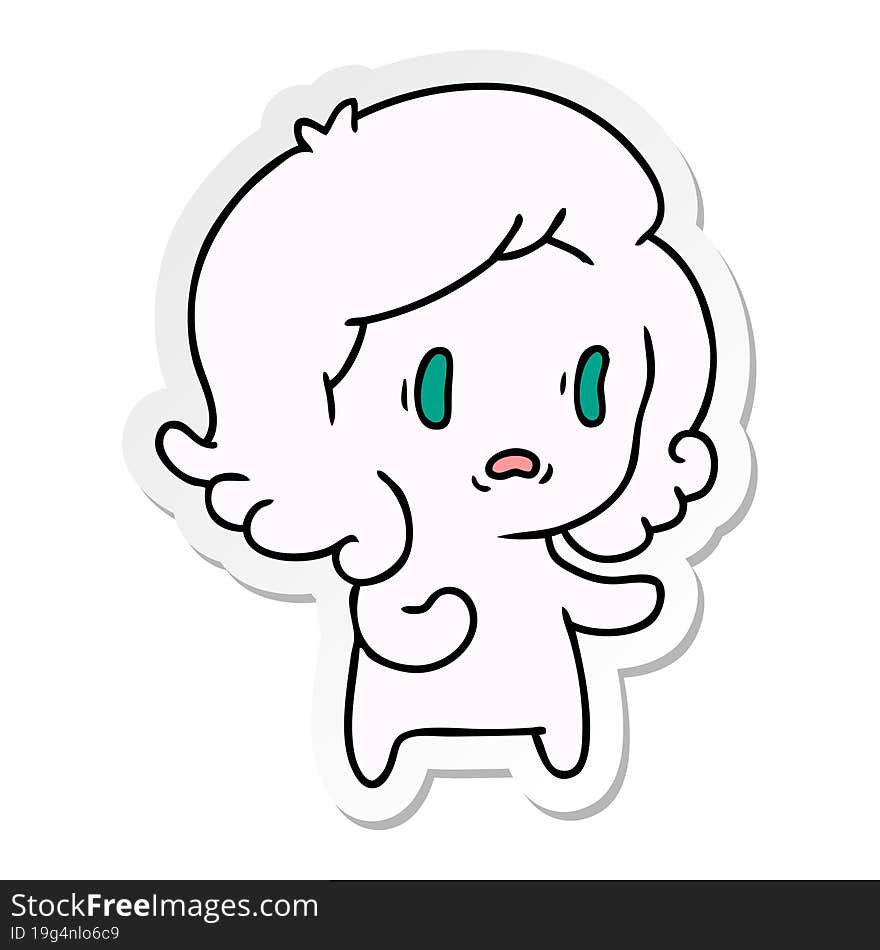 freehand drawn sticker cartoon of kawaii scary ghost