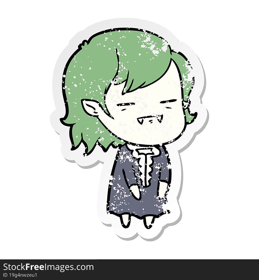 distressed sticker of a cartoon undead vampire girl