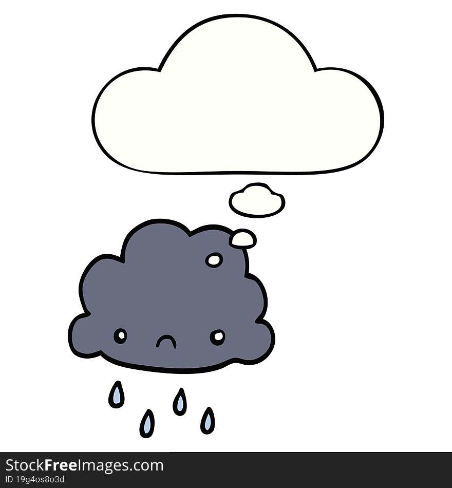 cartoon storm cloud with thought bubble. cartoon storm cloud with thought bubble