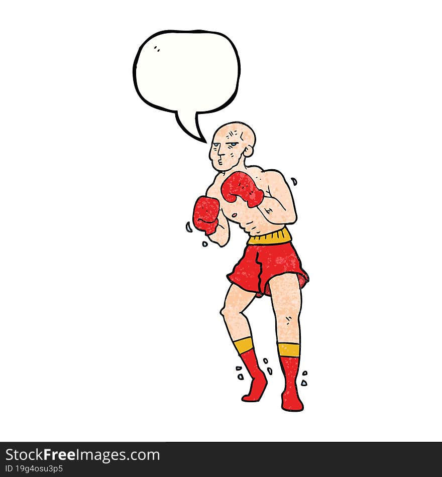 speech bubble textured cartoon boxer