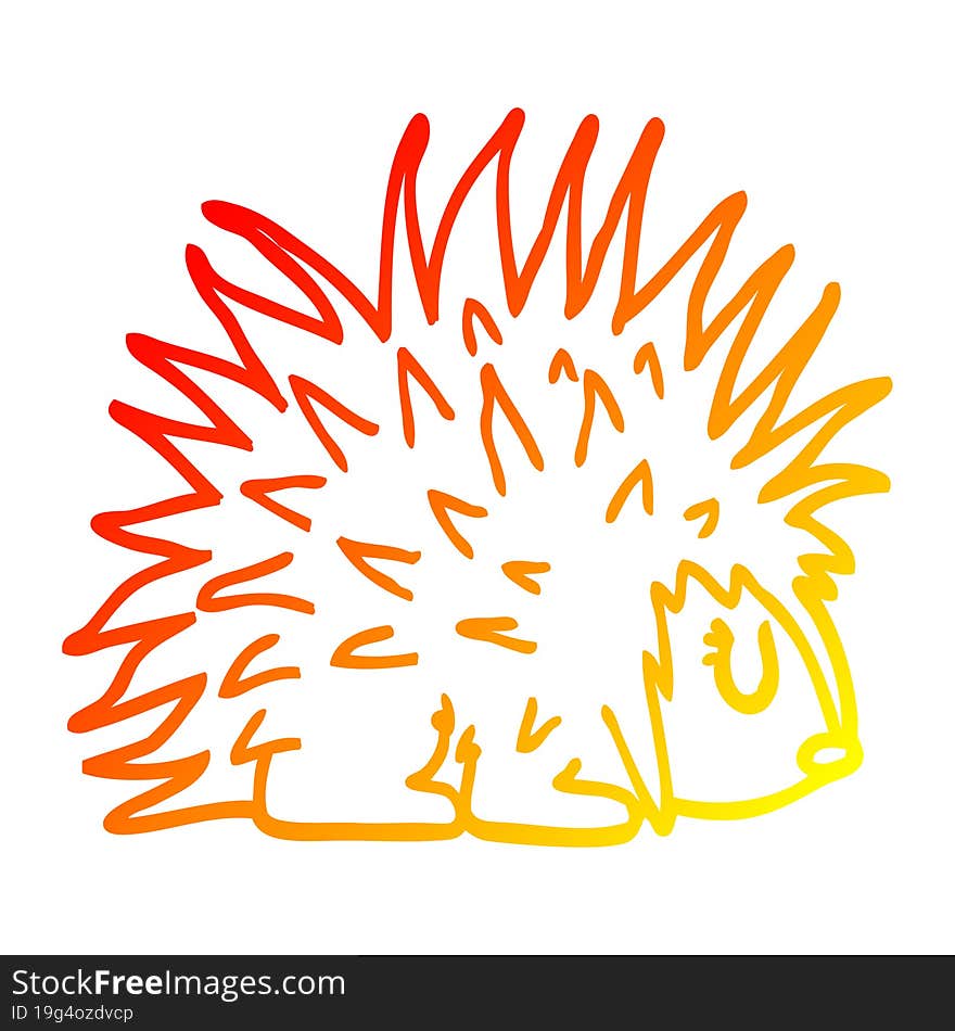 warm gradient line drawing cartoon spiky hedgehog