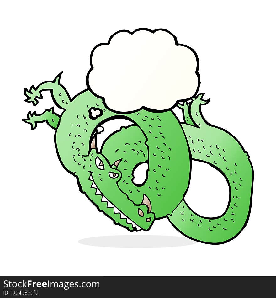 cartoon dragon with thought bubble