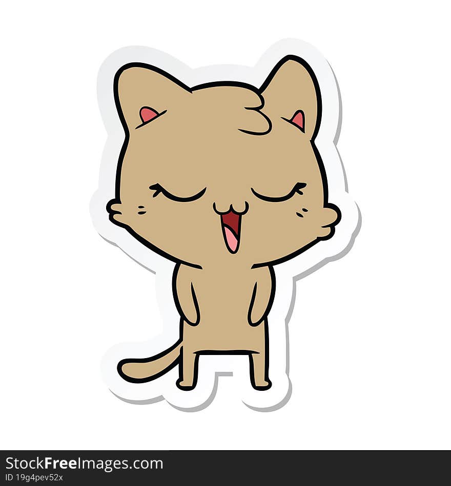 sticker of a happy cartoon cat