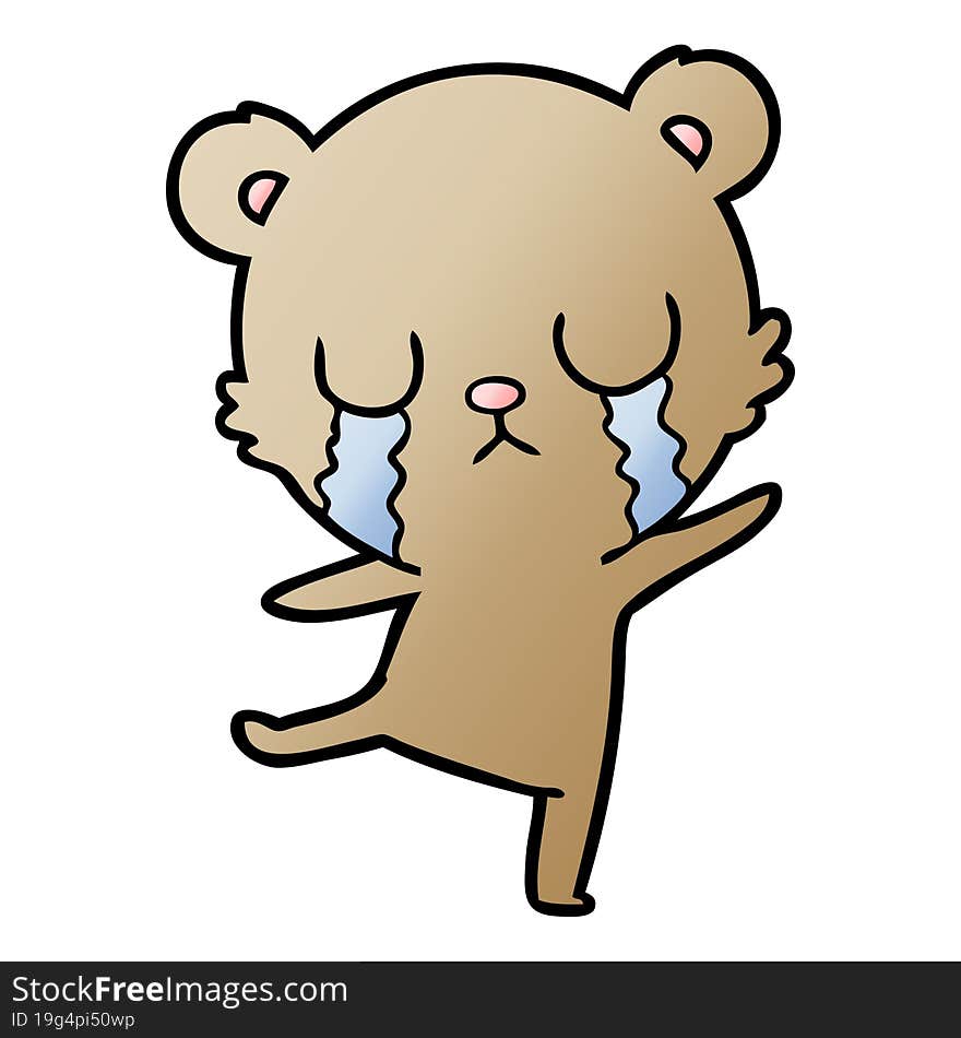 crying cartoon bear doing a sad dance. crying cartoon bear doing a sad dance