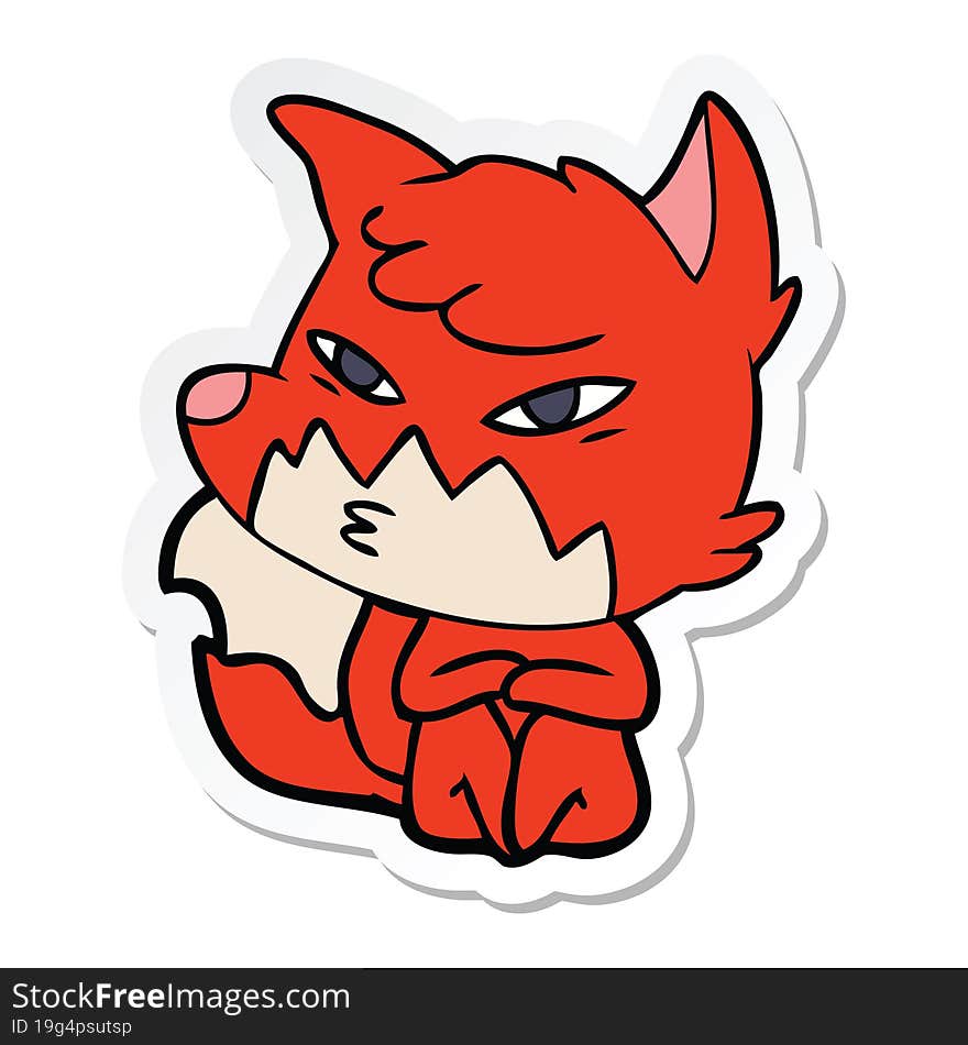 sticker of a clever cartoon fox