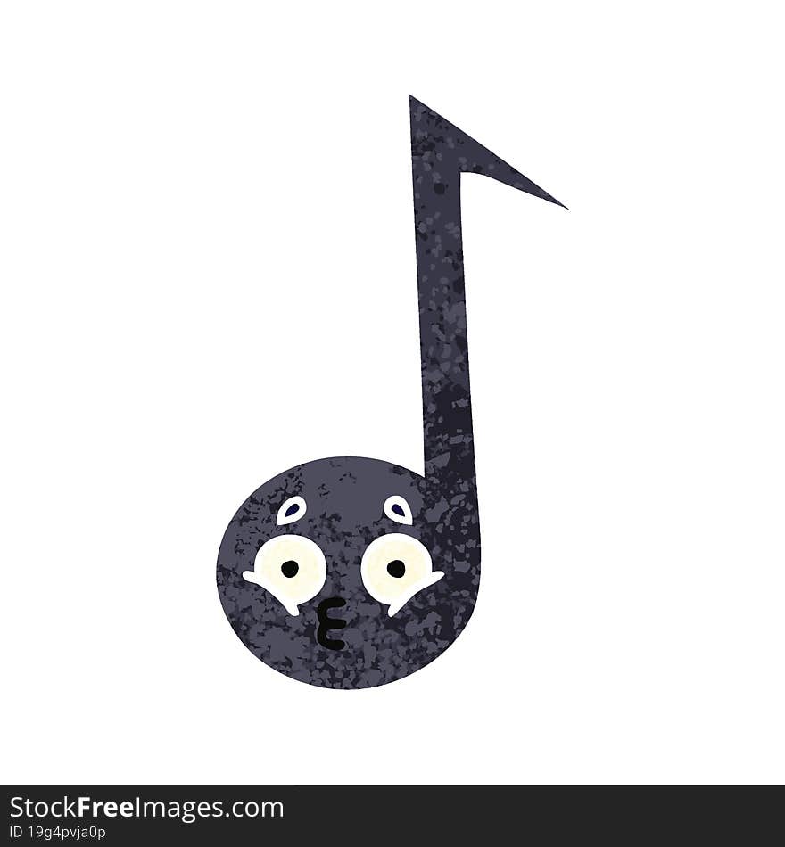 retro illustration style cartoon musical note