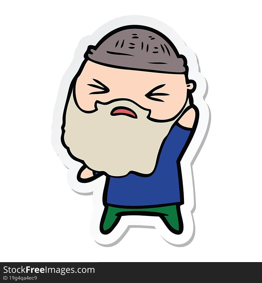 Sticker Of A Cartoon Man With Beard