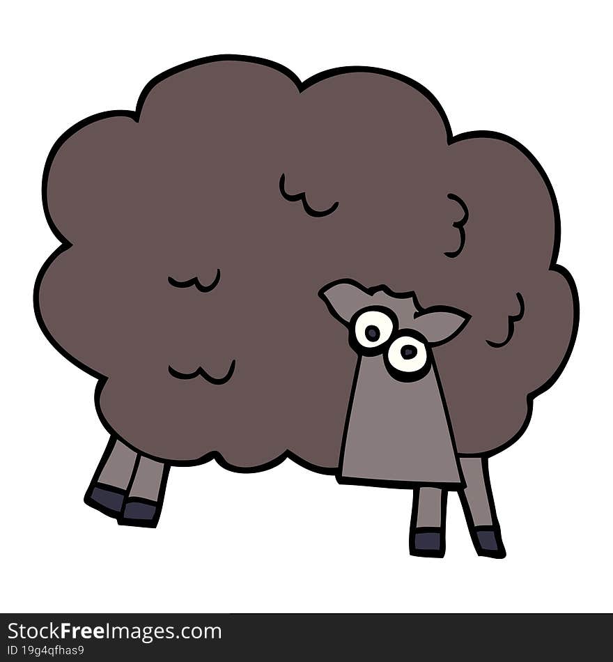 cartoon doodle black sheep