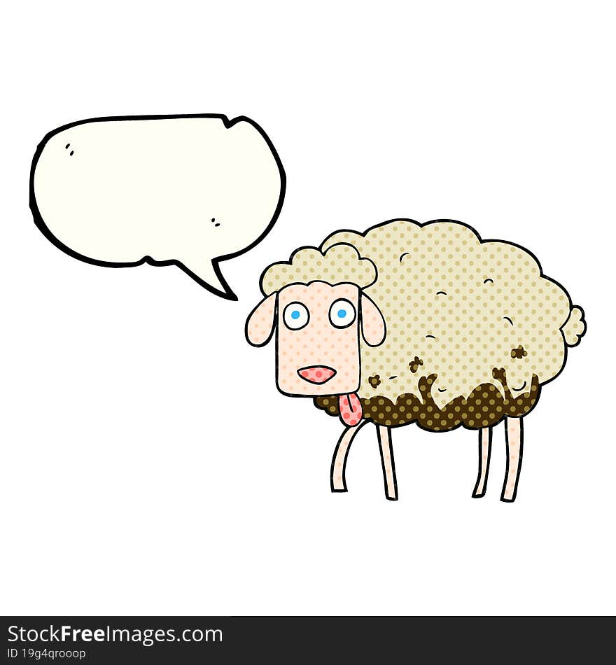 comic book speech bubble cartoon muddy sheep