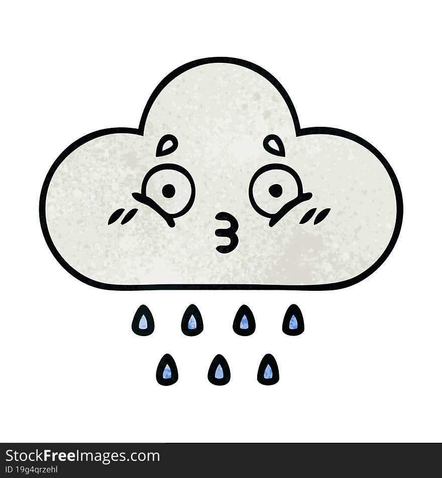 retro grunge texture cartoon rain cloud