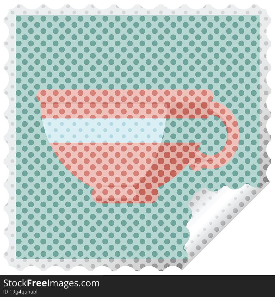 coffee cup graphic square sticker stamp. coffee cup graphic square sticker stamp