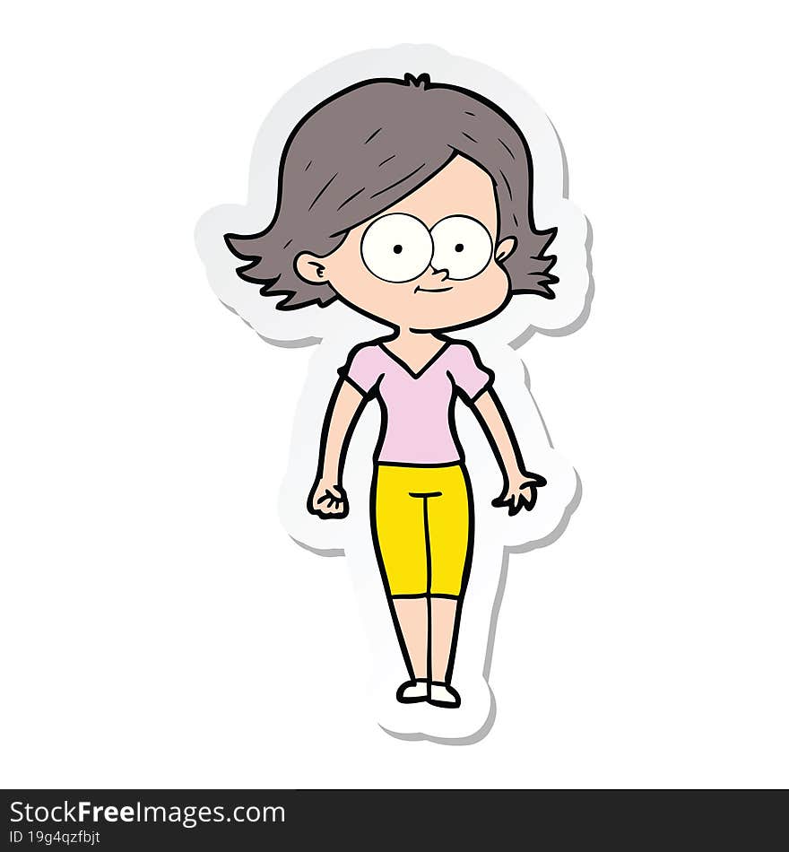 sticker of a happy cartoon girl