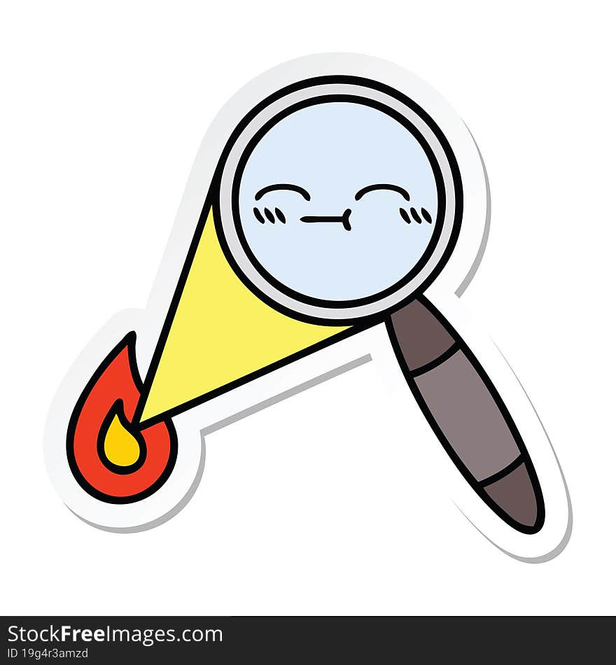 Sticker Of A Cute Cartoon Magnifying Glass