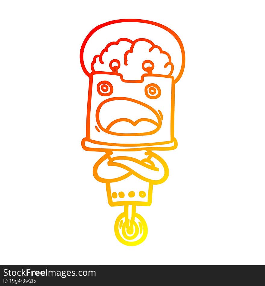 warm gradient line drawing cartoon robot