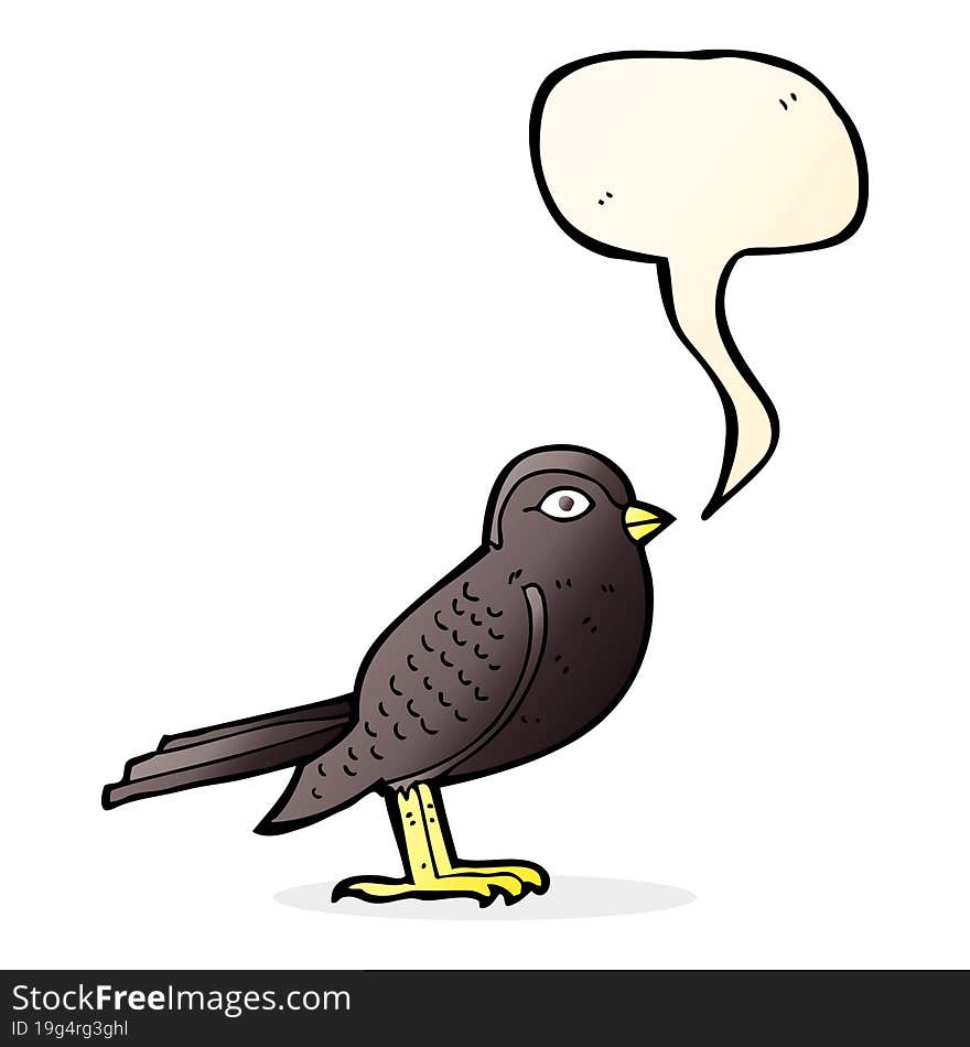 Cartoon Garden Bird With Speech Bubble