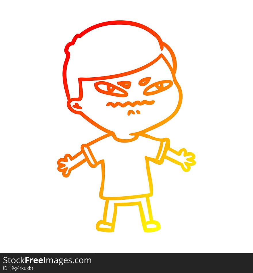 warm gradient line drawing of a cartoon exasperated man