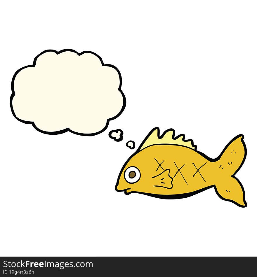 cartoon fish with thought bubble