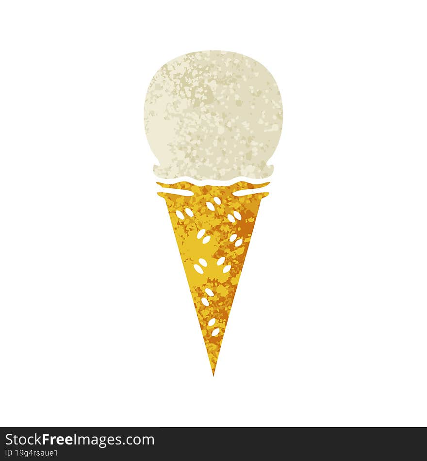 quirky retro illustration style cartoon vanilla ice cream cone