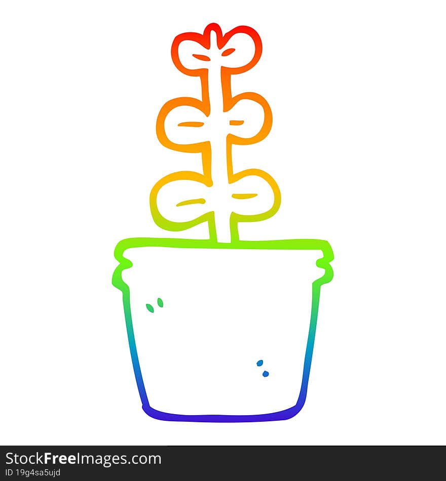 rainbow gradient line drawing cartoon house plant