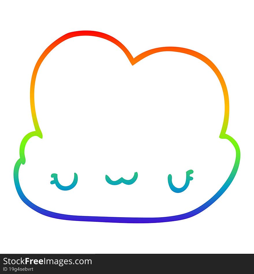 rainbow gradient line drawing cute cartoon cloud