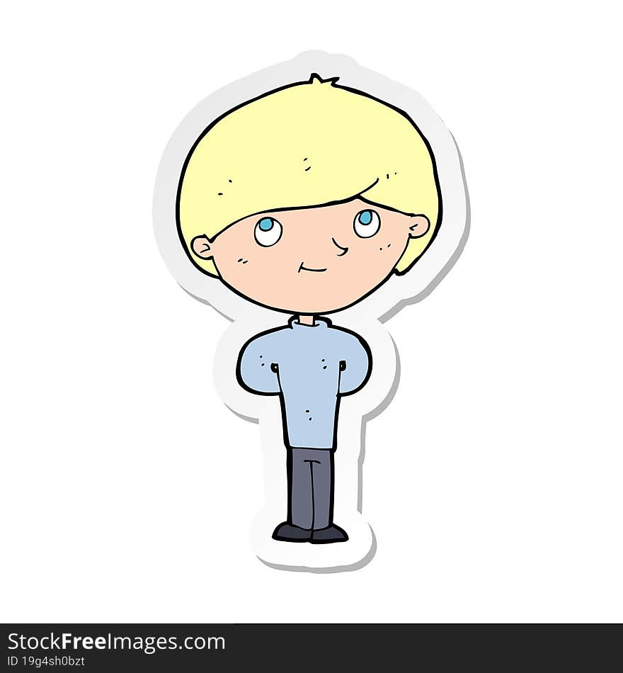 sticker of a cartoon happy boy