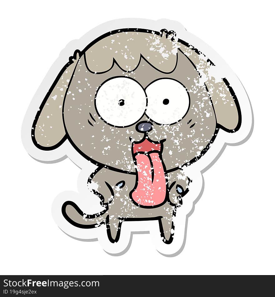 distressed sticker of a cute cartoon dog